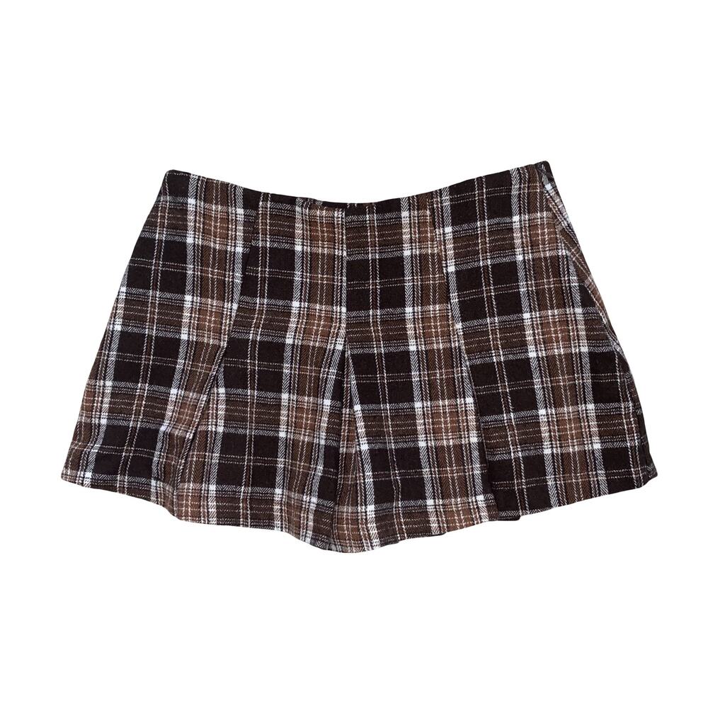 HYFVE Plaid Skirt Shorts - Preppy Schoolgirl Academia Style - Brown Checkered S